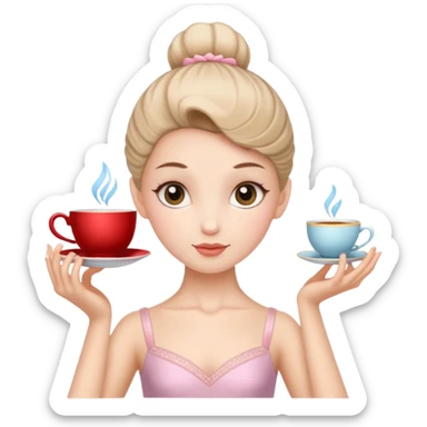 Una balerina con una cabeza de taza sticker