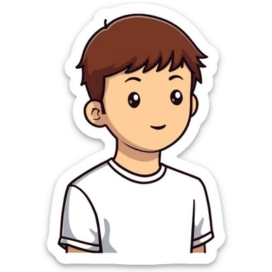 sad person with brown short hair sticker
