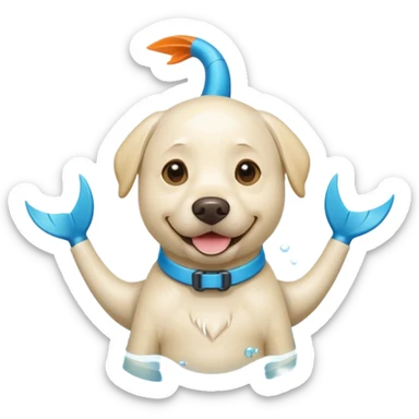 White labrador with snorkel and fins sticker