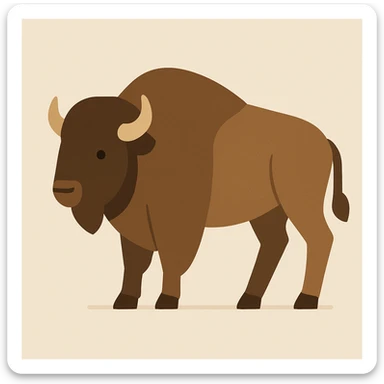 Flat design style bison sticker