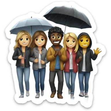 4 friends playing in the rain sticker