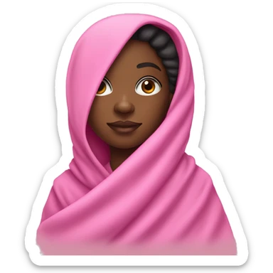 Black girl wrapped in pink blanket  sticker