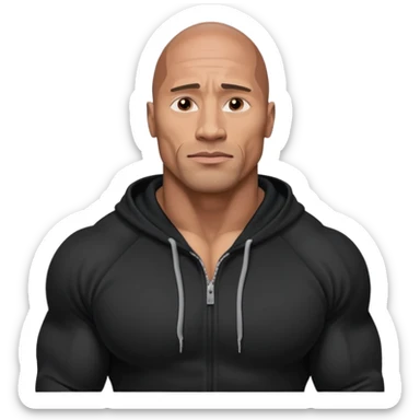 dwayne johnson with black hoodie sticker