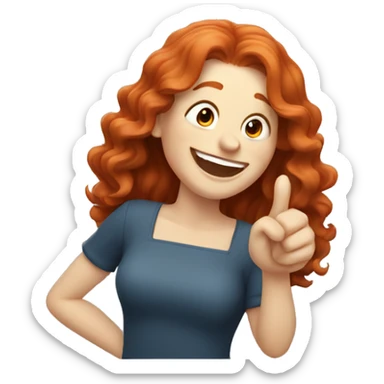 Pale, Long Wavy haired red head woman laughing and pointing sticker