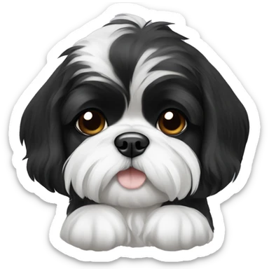 A shih tzu black and white puppy sticker