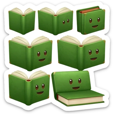 e livros em tons de verde musgo sticker