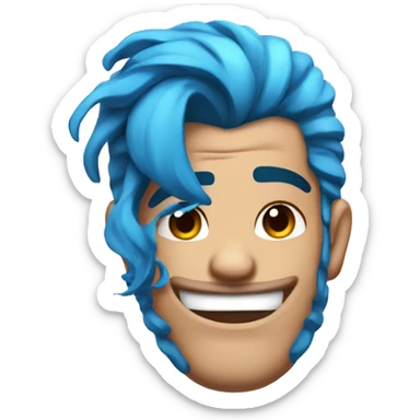 Scar on face blue hair updo muscle man smiling sticker