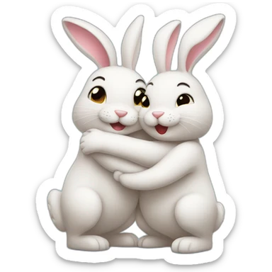 hugging bunnies sticker