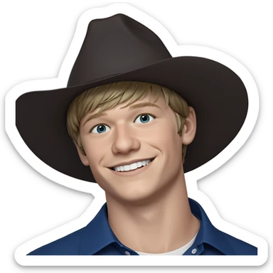 smiling boy in blue shirt sticker