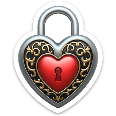 heart with black gothic lock sticker