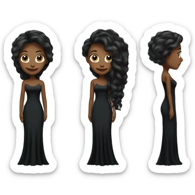 Tall lady with long hair, long black dress and black heels sticker