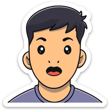 Asian man with a semi-open mouth sticker