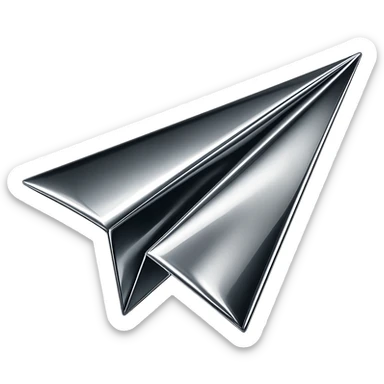 paper airplane in chrome style colorful sticker