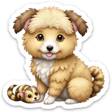 golden doodle with sugar gliders sticker