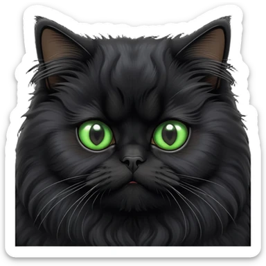 Black Persian Cat with green pupils sticker