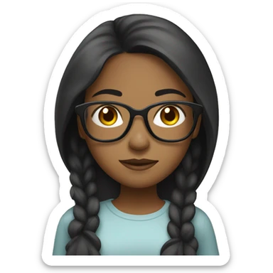 Black and Asian girl with clear glasses and side part sticker