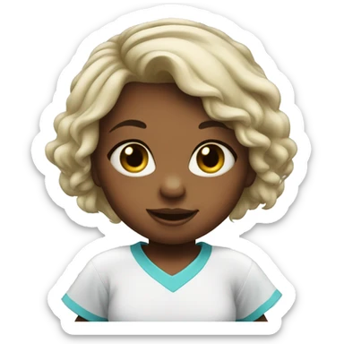 Baby girl play hockey sticker