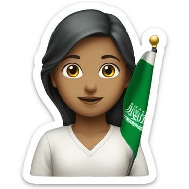 Girl raising the Saudi flag sticker
