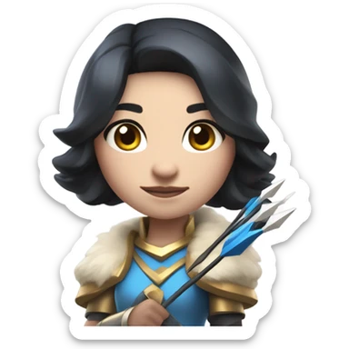 Clash royale the tower princess , white skin , black hair with bow and 3 arrows sticker