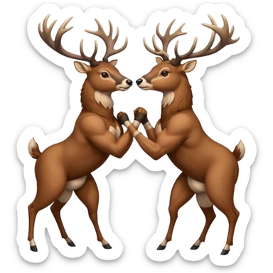 Whitetail bucks wrestling sticker