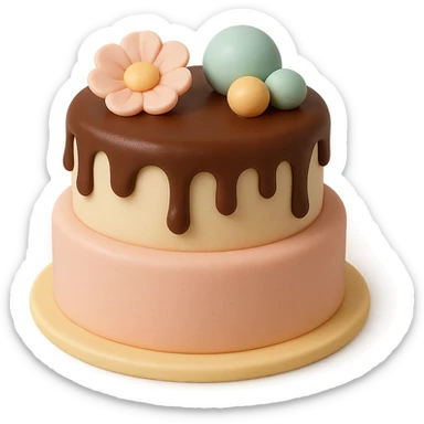 tiered fondant cake with chocolate drizzle sticker