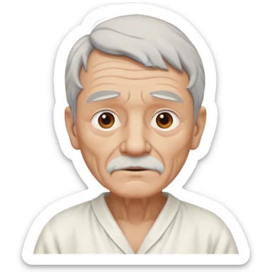 An old man made out of clay and wearing a white nightgown sticker