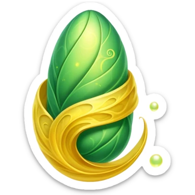 green magical cocoon lit up with swirling yellow magic, ethereal and mystical, symbol shape sticker