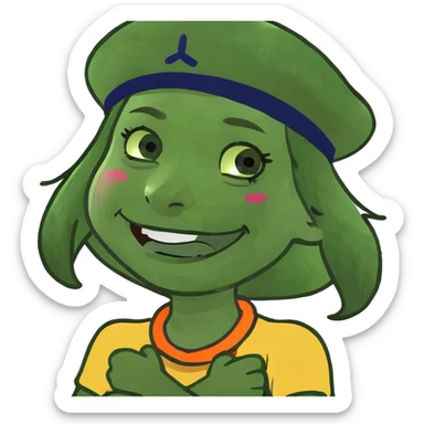 Arm crossed holding neck laughing girl sticker