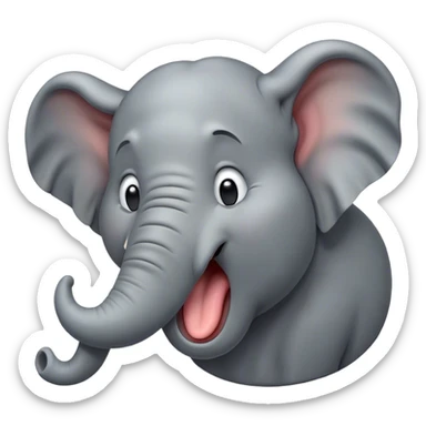 Cinematic Cute Yawning Elephant Portrait Emoji, Head tilted slightly with a dramatic, wide-open yawn, showcasing a soft, wrinkled gray hide with gently drooping ears and large, sleepy eyes, Simplified yet irresistibly adorable features, highly detailed, glowing with a soft, cozy glow, high shine, relaxed yet expressive, stylized with a touch of tender whimsy, bright and endearing, soft glowing outline, capturing the essence of a drowsy yet affectionate elephant, so drowsy it feels like it could stretch out of the screen and curl up for a nap! sticker