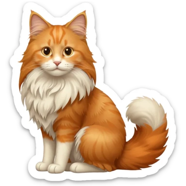 orange Norwegian forest cat, sitting, fluffy tail sticker
