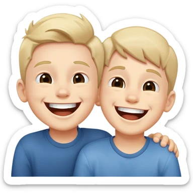 two boys laughing together, simple pose sticker