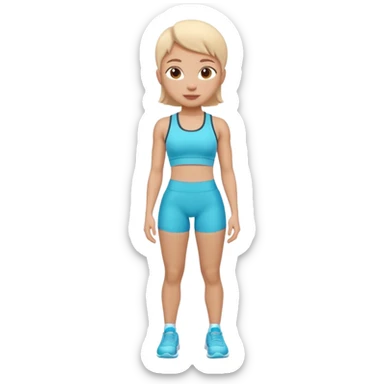 A 3D cartoon fit person showing a slim waistline, wearing sportswear, bright lighting, Memoji-style. close up camera angle. sticker