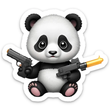 baby panda with handgun sticker