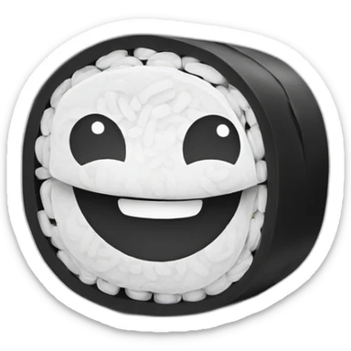 happy sushi roll black and white sticker