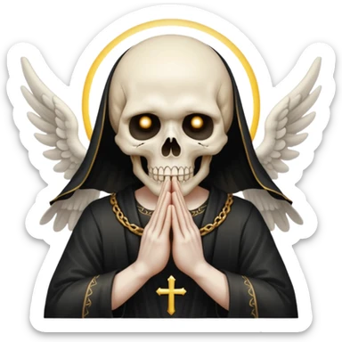 make a skull face like this💀but agnel and demon one with there hands going like this 🤞 sticker