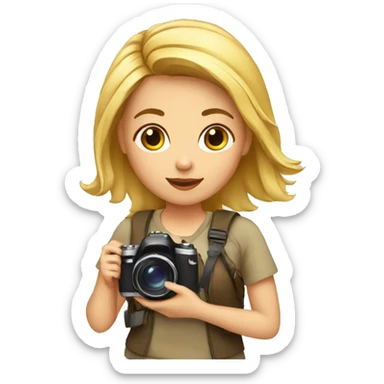 a girl blogger with a camera sticker
