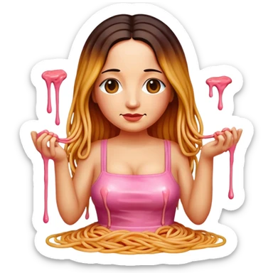  SPAM meat melted pink dripping sauce spaghetti dress monalisa portrait sticker