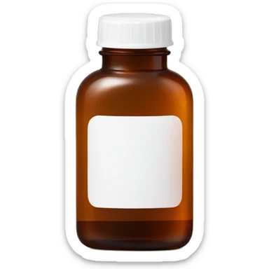 Singular Amber colored pill bottle with a plain white label sticker