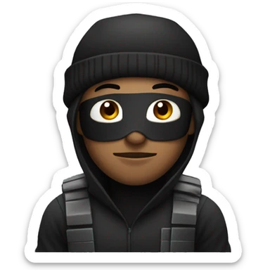 Robber with black prison outfit and black beanie with money bag  sticker