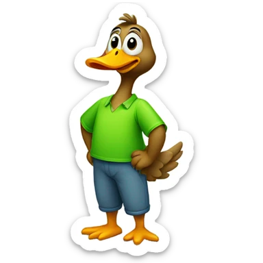 silly goose with green shirt sticker