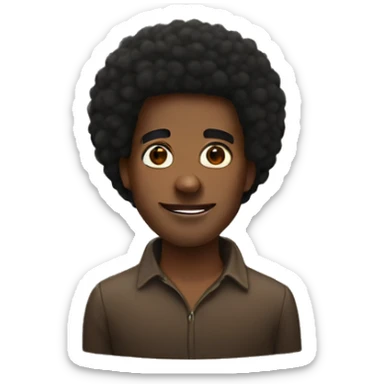 A black man with an afro sticker