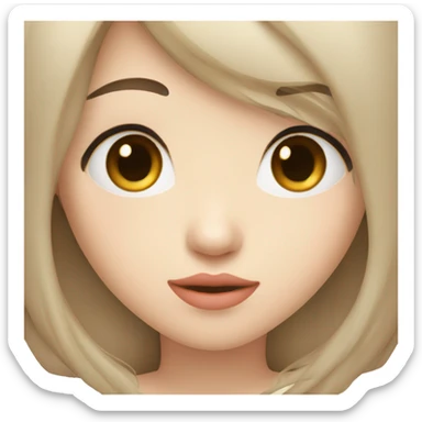 Asian girl with long center parted hair and blue eyes giving kisses sticker