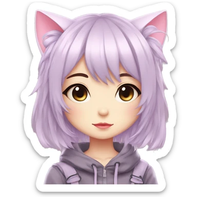 Edgy Kawaii Cute Cool Beautiful Elegant Pretty Pastel Anime Catgirl sticker