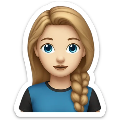 light brown hair woman with blue eyes black stripy t-shirt sticker