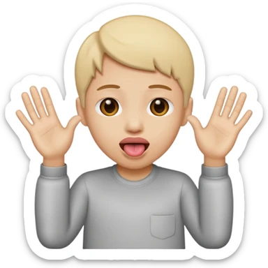 tongue sticking out with hands to the side hands facing outward sticker