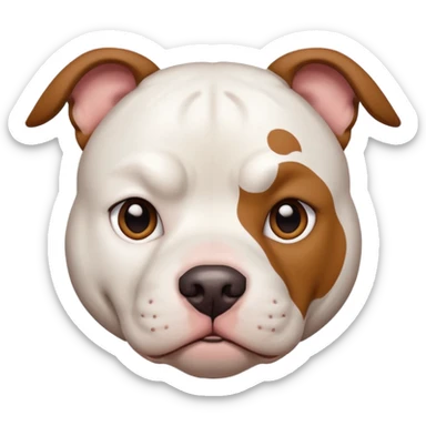 white pitbull face, brown patch over left eye sticker