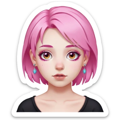 pale girl with pink hair and face piercings sticker