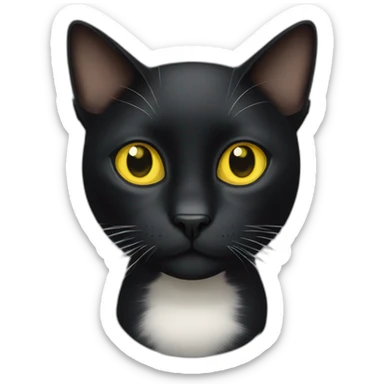 Black cat with a white spot between the yellow eyes sticker