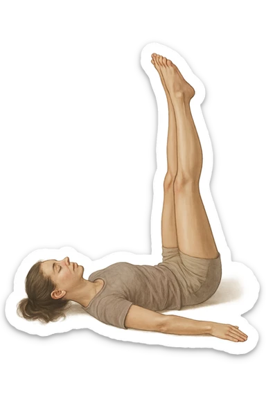 Donna con gambe alzate sdraiata per la routine circolatoria realistica sticker