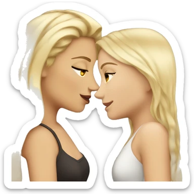 Tall blonde kissing curvy beautiful brunette  sticker